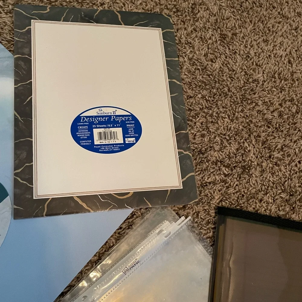 Assorted Office Supplies incl designer stationery clear portfolio plus